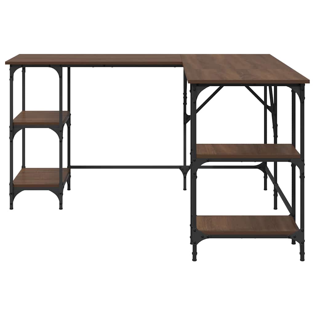 skrivebord 139x139x75 cm konstrueret træ brun egetræsfarve