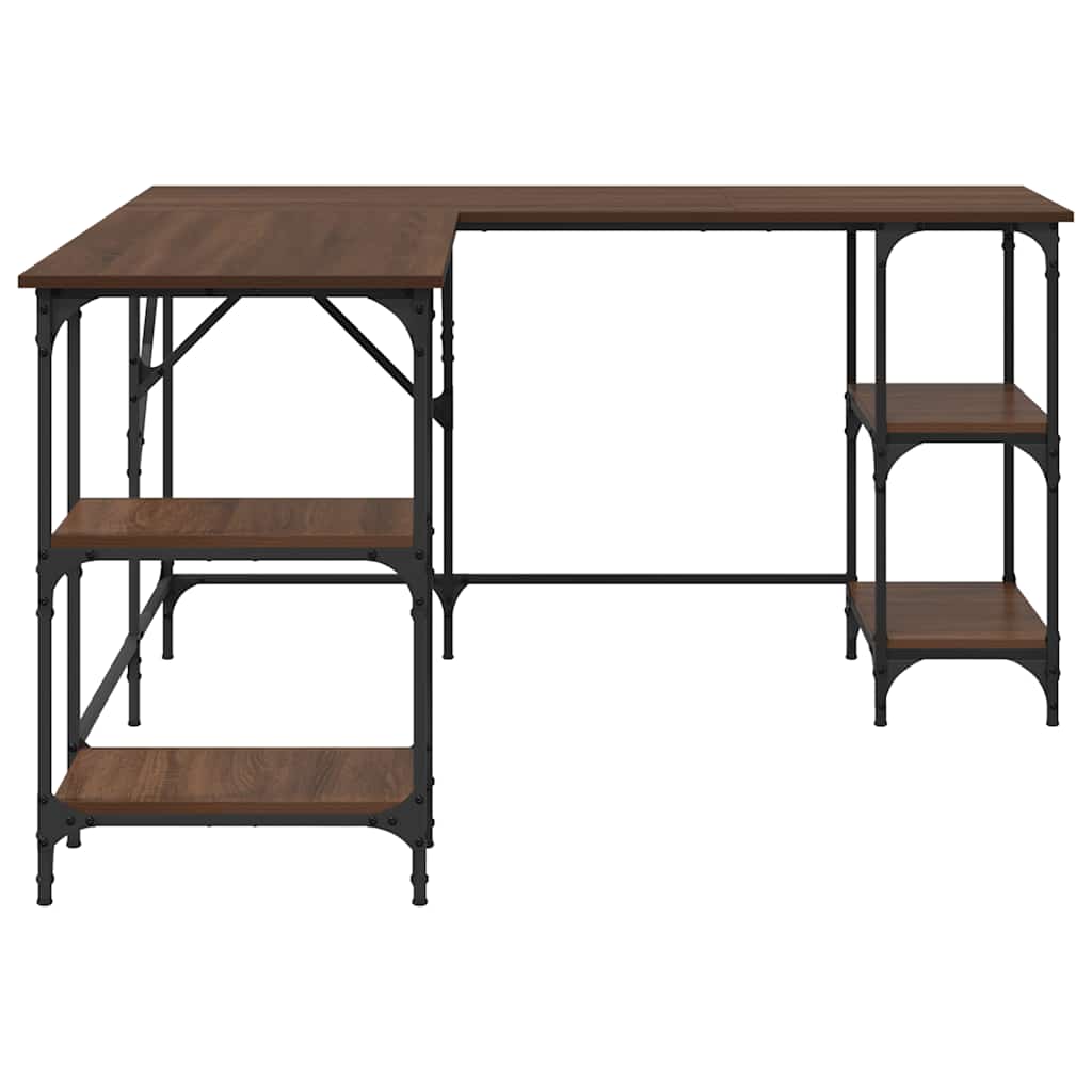 skrivebord 139x139x75 cm konstrueret træ brun egetræsfarve