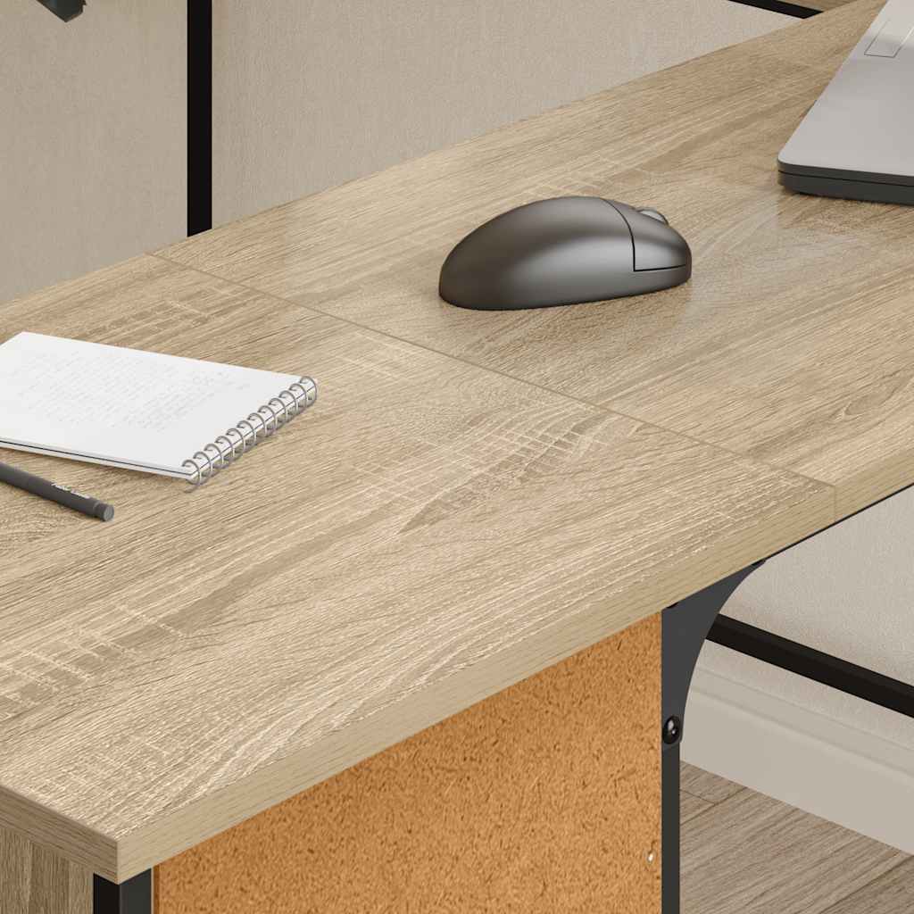 skrivebord 141x141x75 cm konstrueret træ sonoma-eg