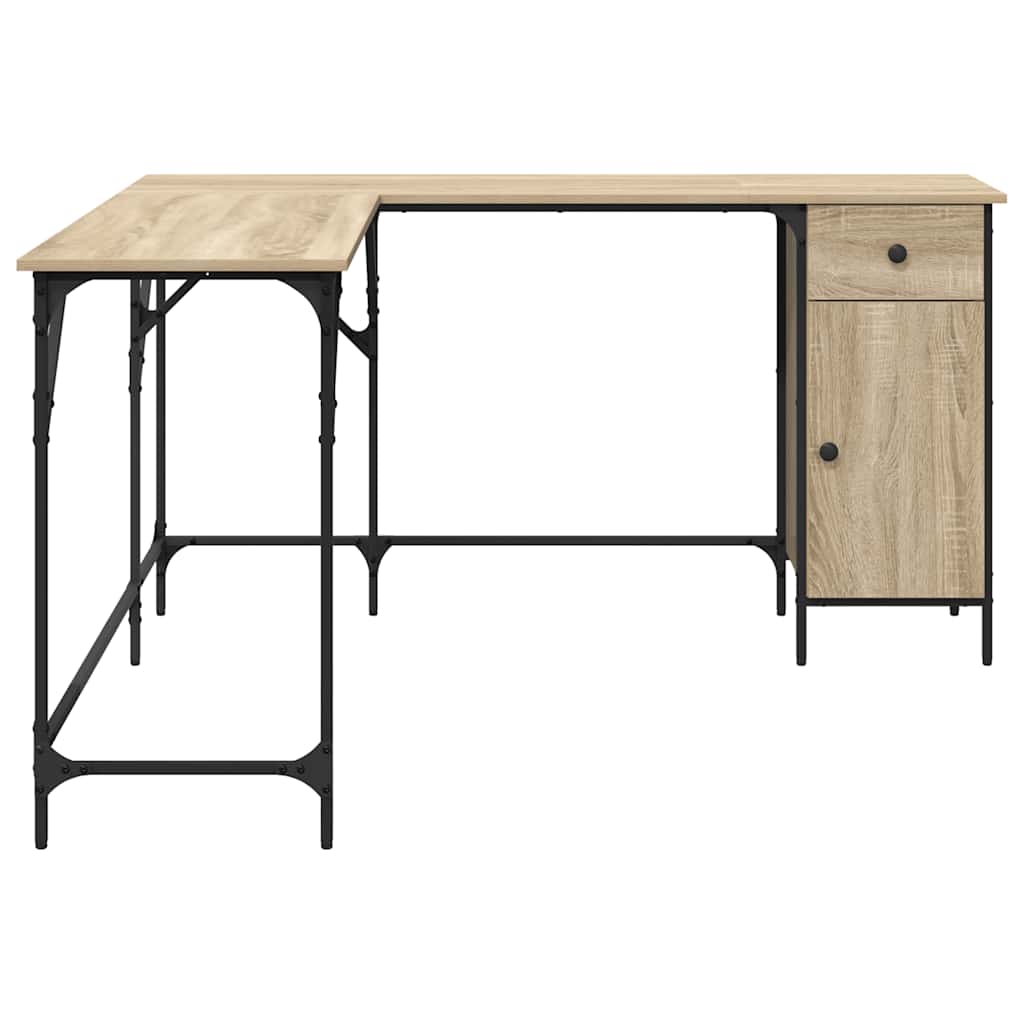 skrivebord 141x141x75 cm konstrueret træ sonoma-eg