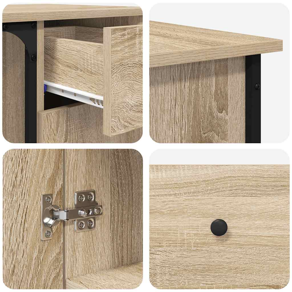 skrivebord 141x141x75 cm konstrueret træ sonoma-eg