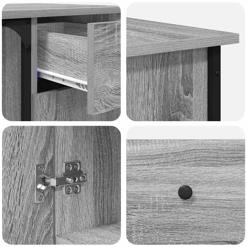 skrivebord 141x141x75 cm konstrueret træ grå sonoma-eg