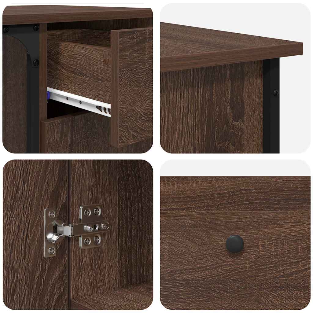 skrivebord 141x141x75 cm konstrueret træ brun egetræsfarve