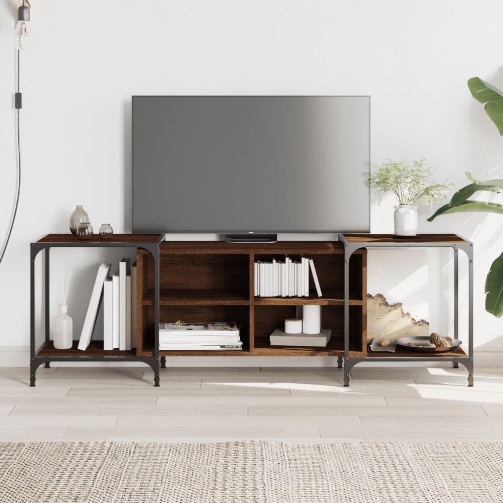 tv-bord 153x37x50 cm konstrueret træ brun egetræsfarve