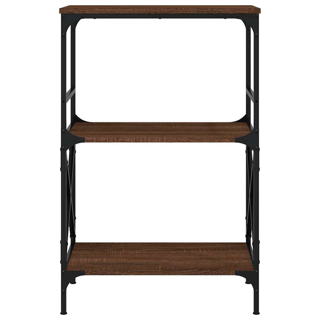 bogreol med 3 hylder 59x35x90,5 cm konstrueret træ brun eg