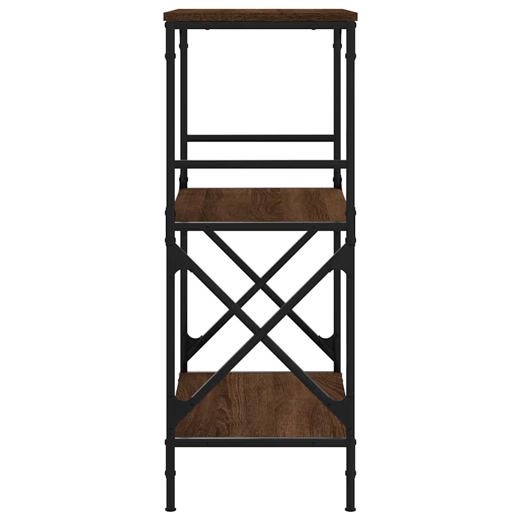 bogreol med 3 hylder 59x35x90,5 cm konstrueret træ brun eg