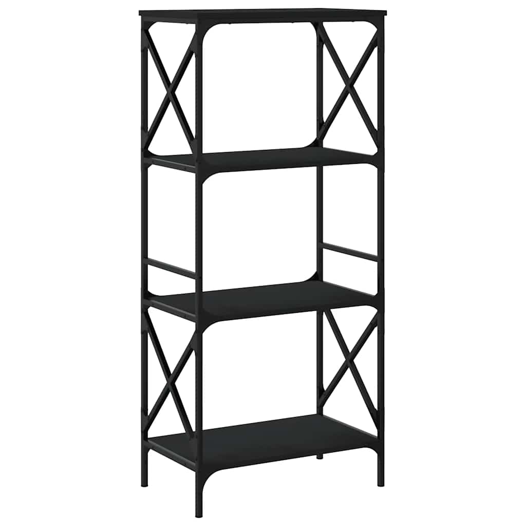 bogreol med 4 hylder 59x35x132 cm konstrueret træ sort