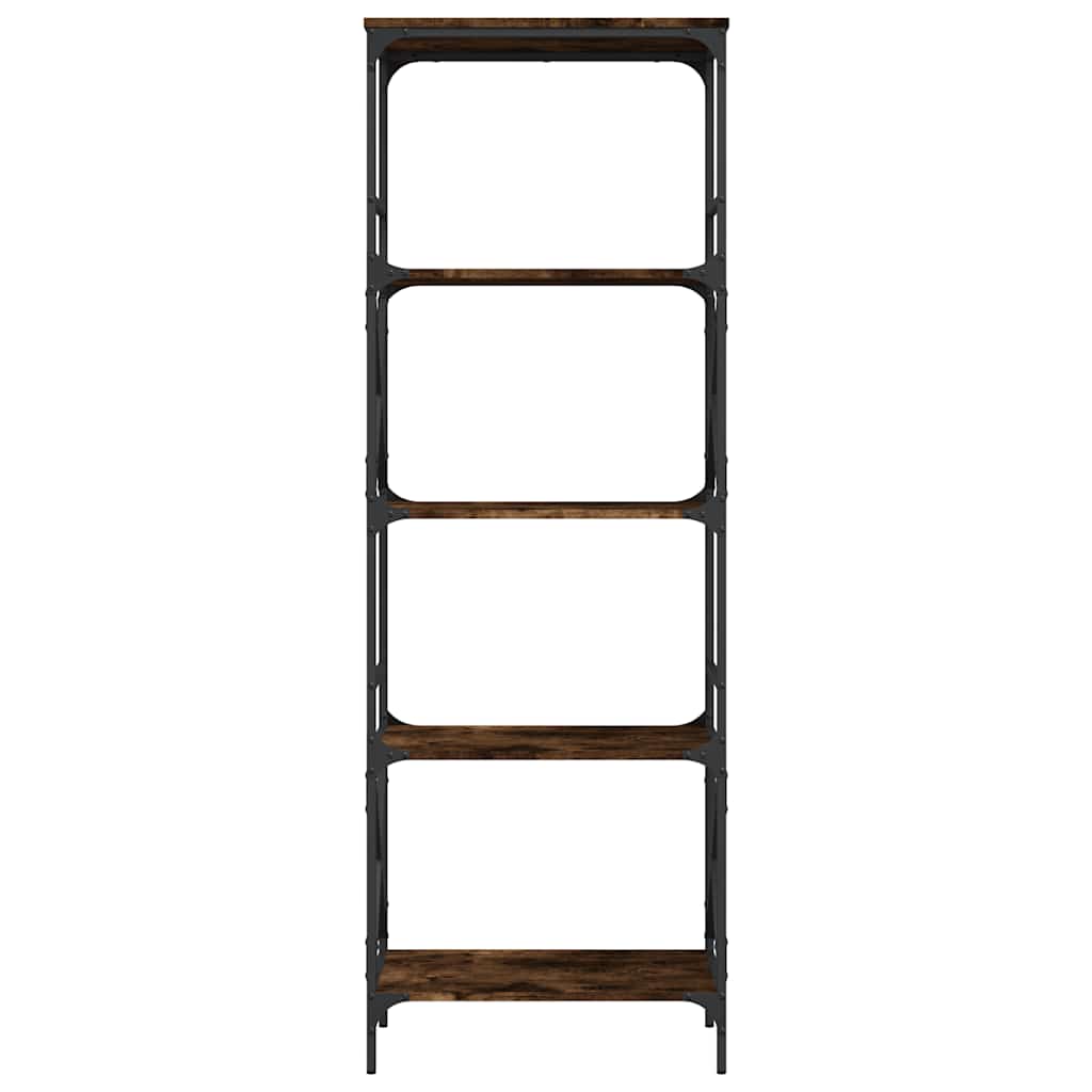 bogreol 5 hylder 59x35x171 cm konstrueret træ røget eg
