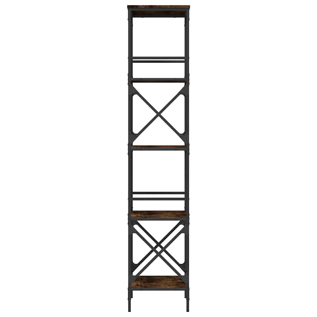bogreol 5 hylder 59x35x171 cm konstrueret træ røget eg