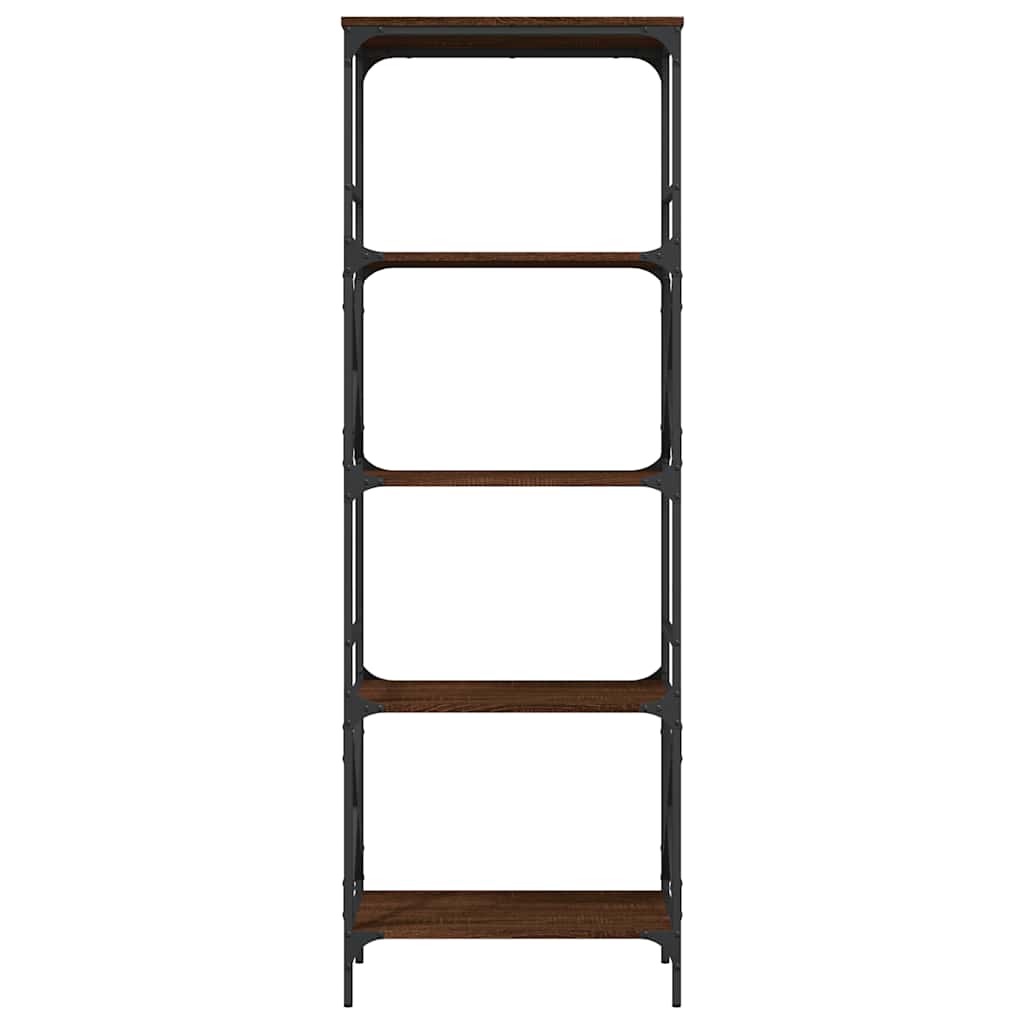 bogreol med 5 hylder 59x35x171 cm konstrueret træ brunt eg