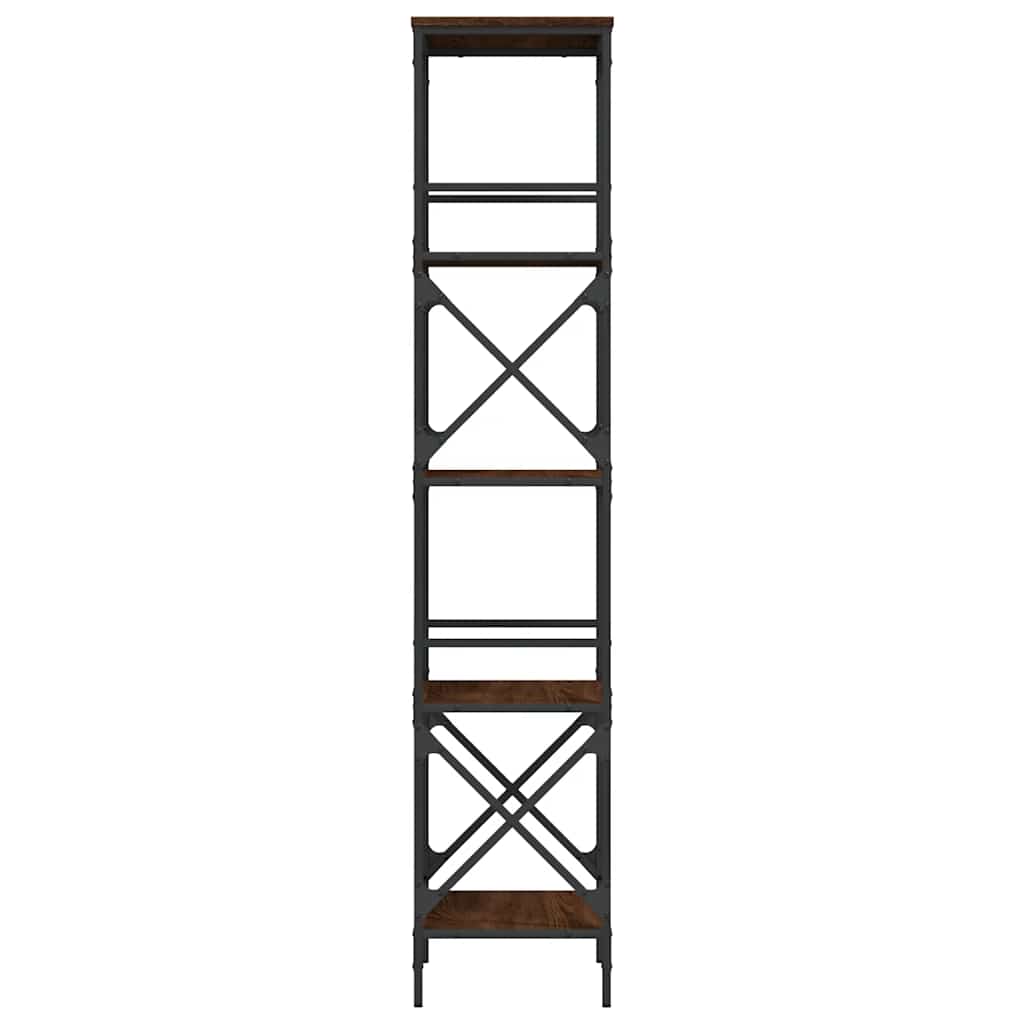 bogreol med 5 hylder 59x35x171 cm konstrueret træ brunt eg