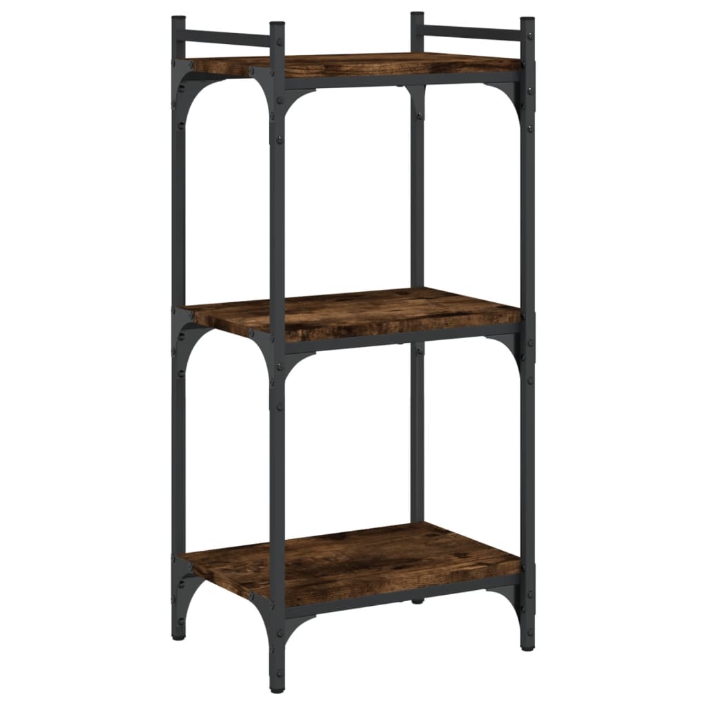 bogreol 3 hylder 40x30x86 cm konstrueret træ røget eg