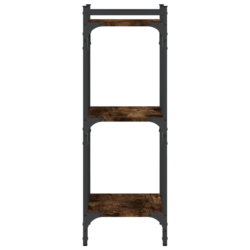 bogreol 3 hylder 40x30x86 cm konstrueret træ røget eg