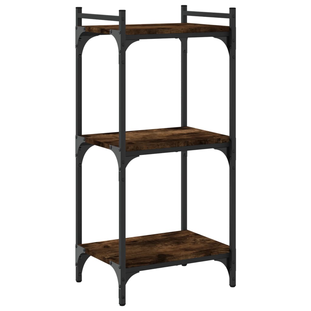 bogreol 3 hylder 40x30x86 cm konstrueret træ røget eg