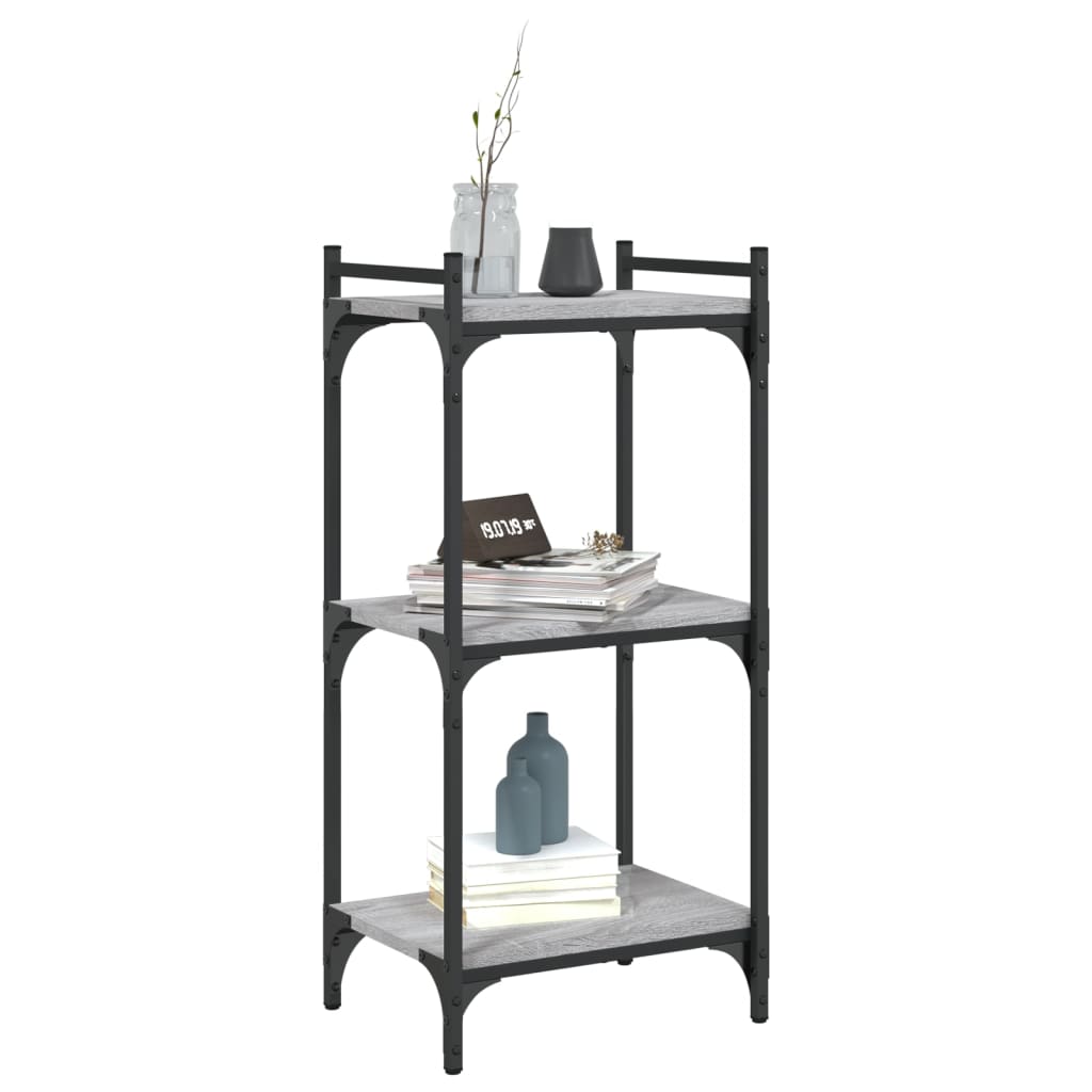 bogreol 3 hylder 40x30x86 cm konstrueret træ grå sonoma-eg