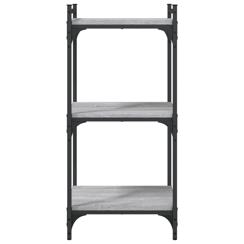 bogreol 3 hylder 40x30x86 cm konstrueret træ grå sonoma-eg
