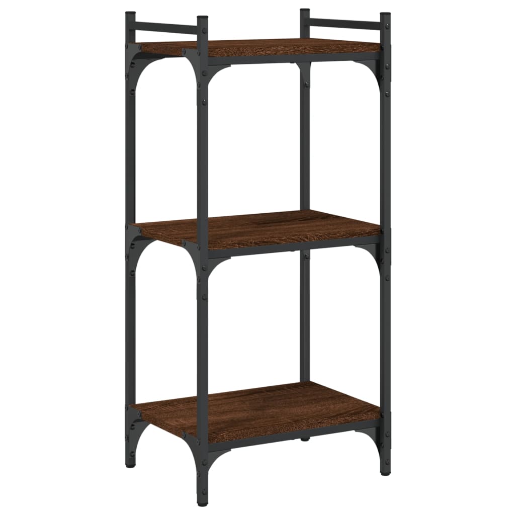 bogreol 3 hylder 40x30x86 cm konstrueret træ brun