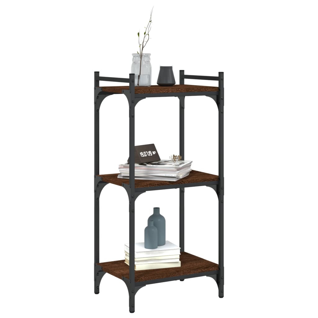bogreol 3 hylder 40x30x86 cm konstrueret træ brun