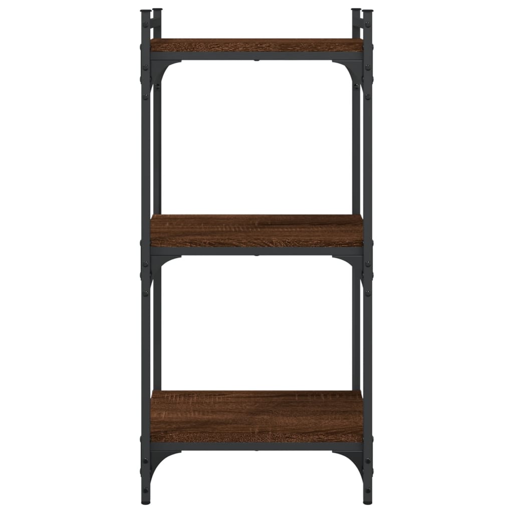 bogreol 3 hylder 40x30x86 cm konstrueret træ brun
