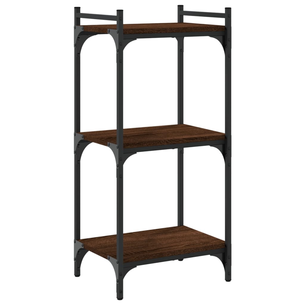 bogreol 3 hylder 40x30x86 cm konstrueret træ brun