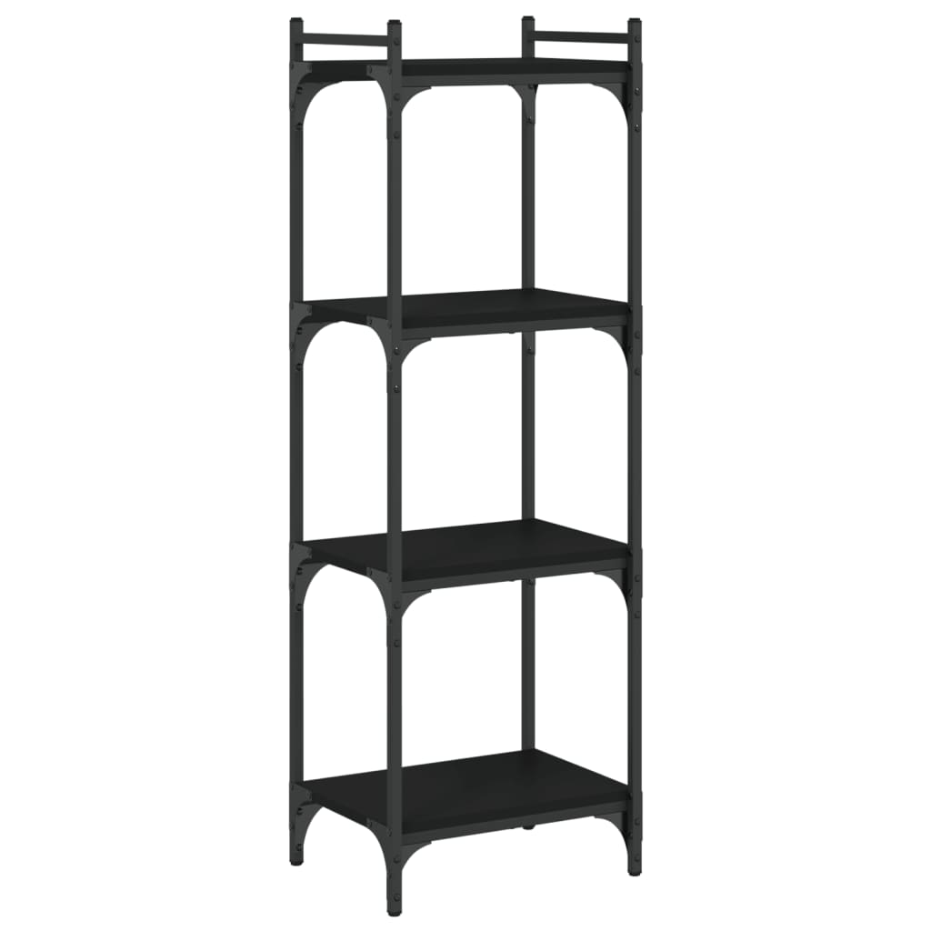 bogreol med 4 hylder 40x30x120 cm konstrueret træ sort