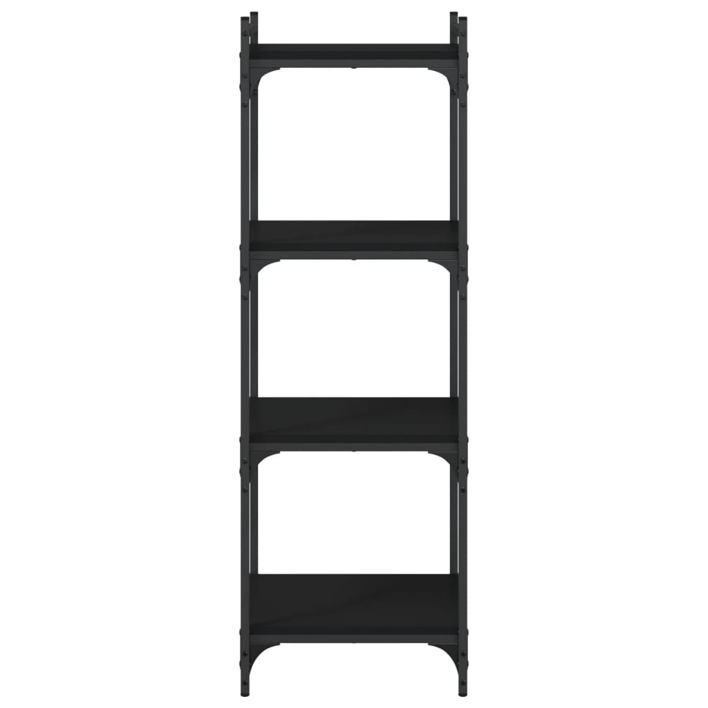 bogreol med 4 hylder 40x30x120 cm konstrueret træ sort