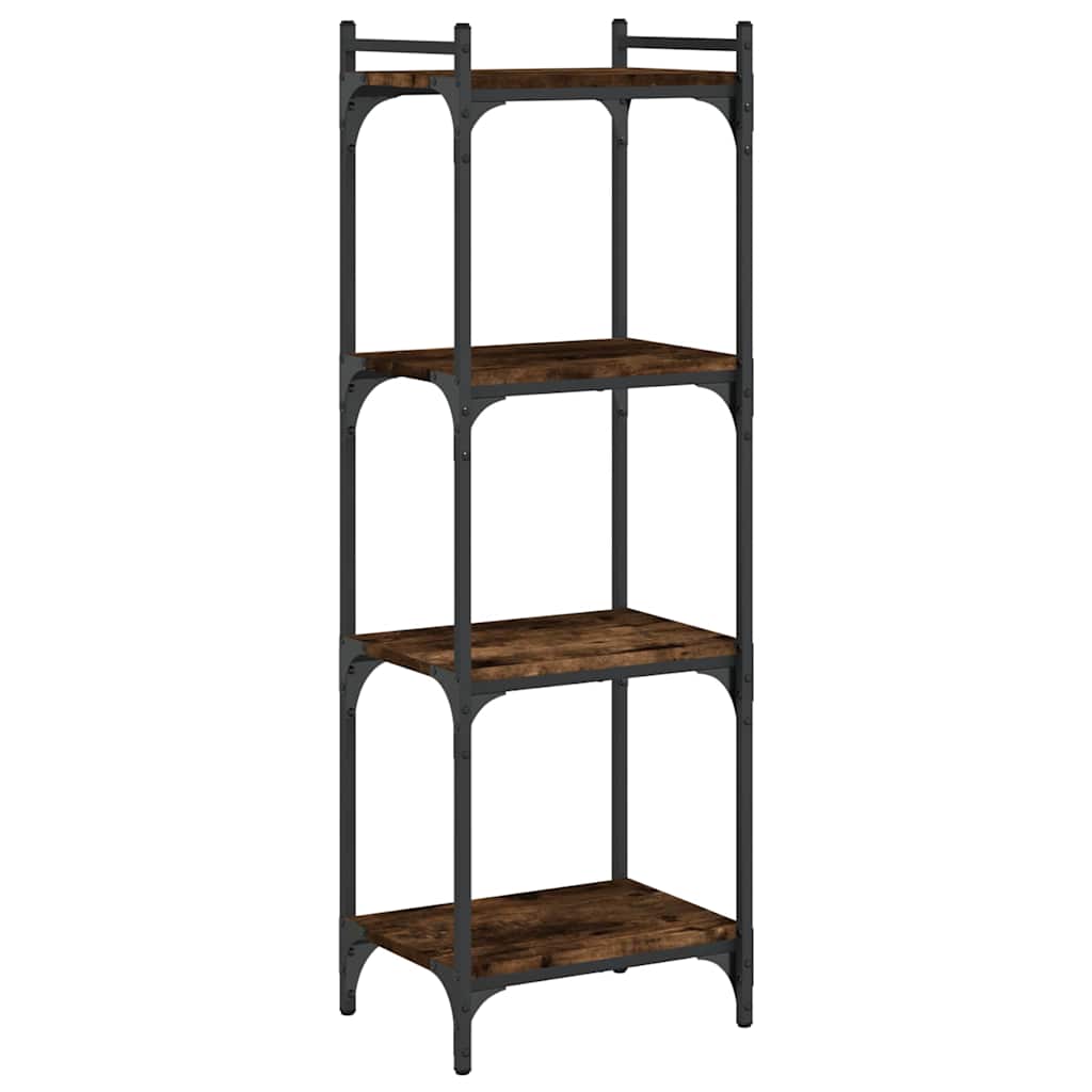 bogreol 4 hylder 40x30x120 cm konstrueret træ røget eg