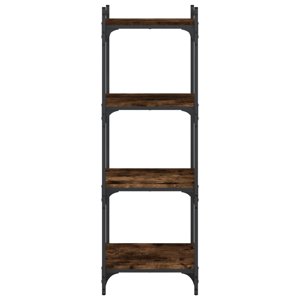 bogreol 4 hylder 40x30x120 cm konstrueret træ røget eg