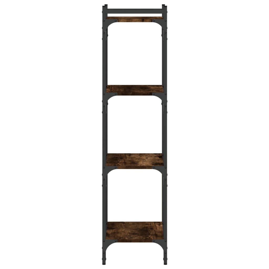 bogreol 4 hylder 40x30x120 cm konstrueret træ røget eg