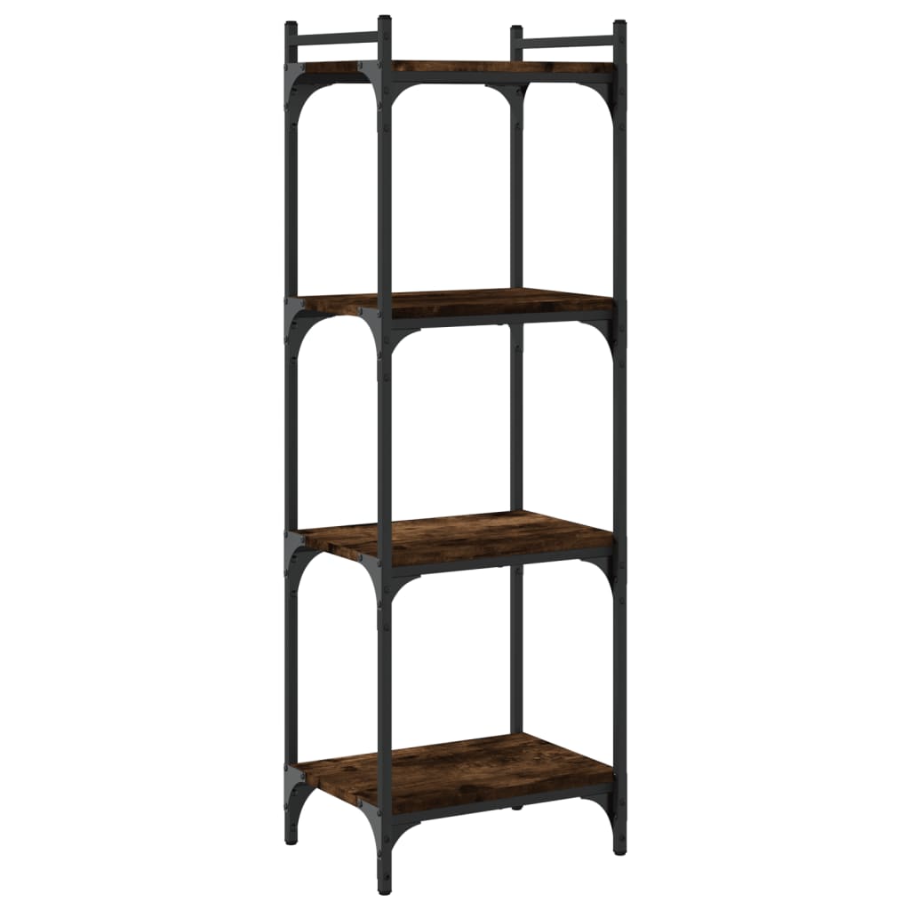 bogreol 4 hylder 40x30x120 cm konstrueret træ røget eg