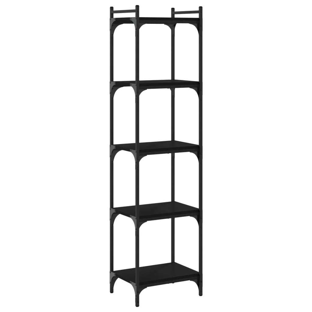 bogreol med 5 hylder 40x30x154 cm konstrueret træ sort