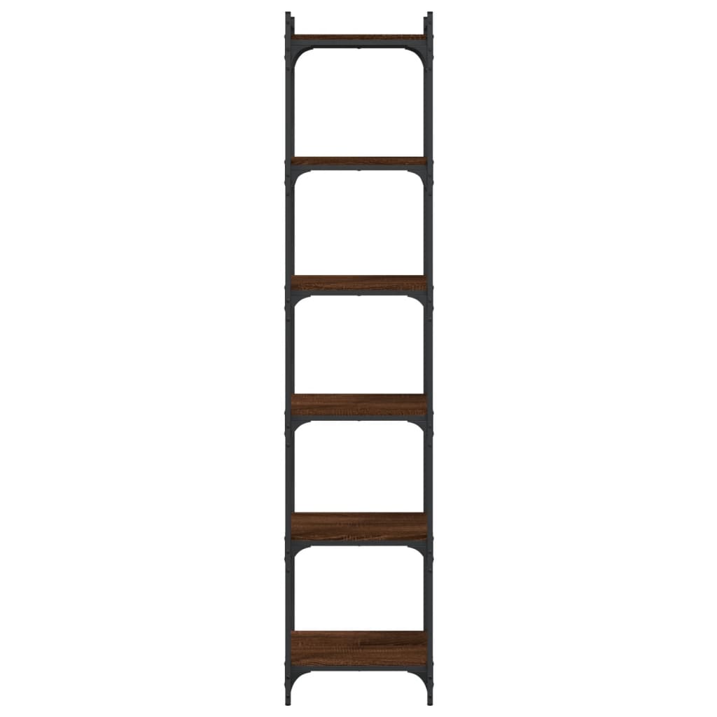 bogreol 6 hylder 40x30x188 cm konstrueret træ brunt eg