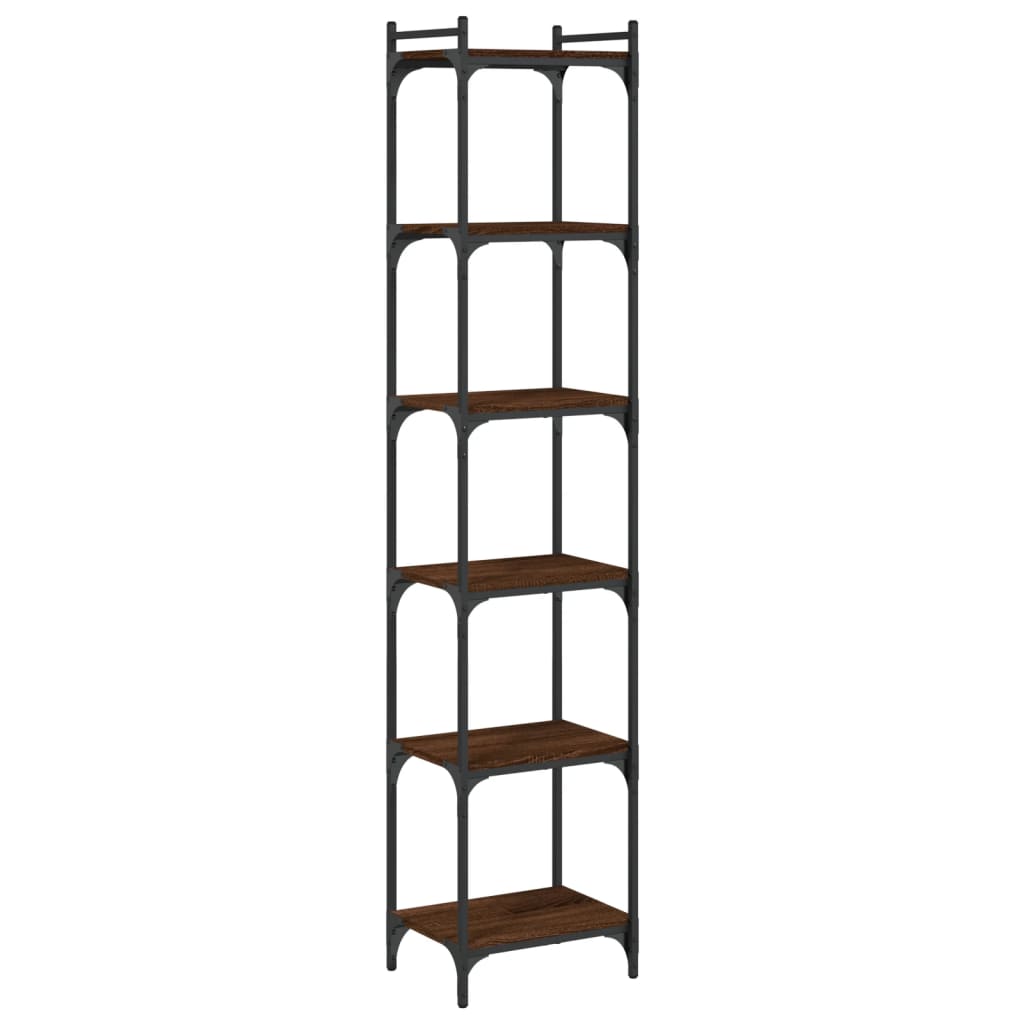 bogreol 6 hylder 40x30x188 cm konstrueret træ brunt eg