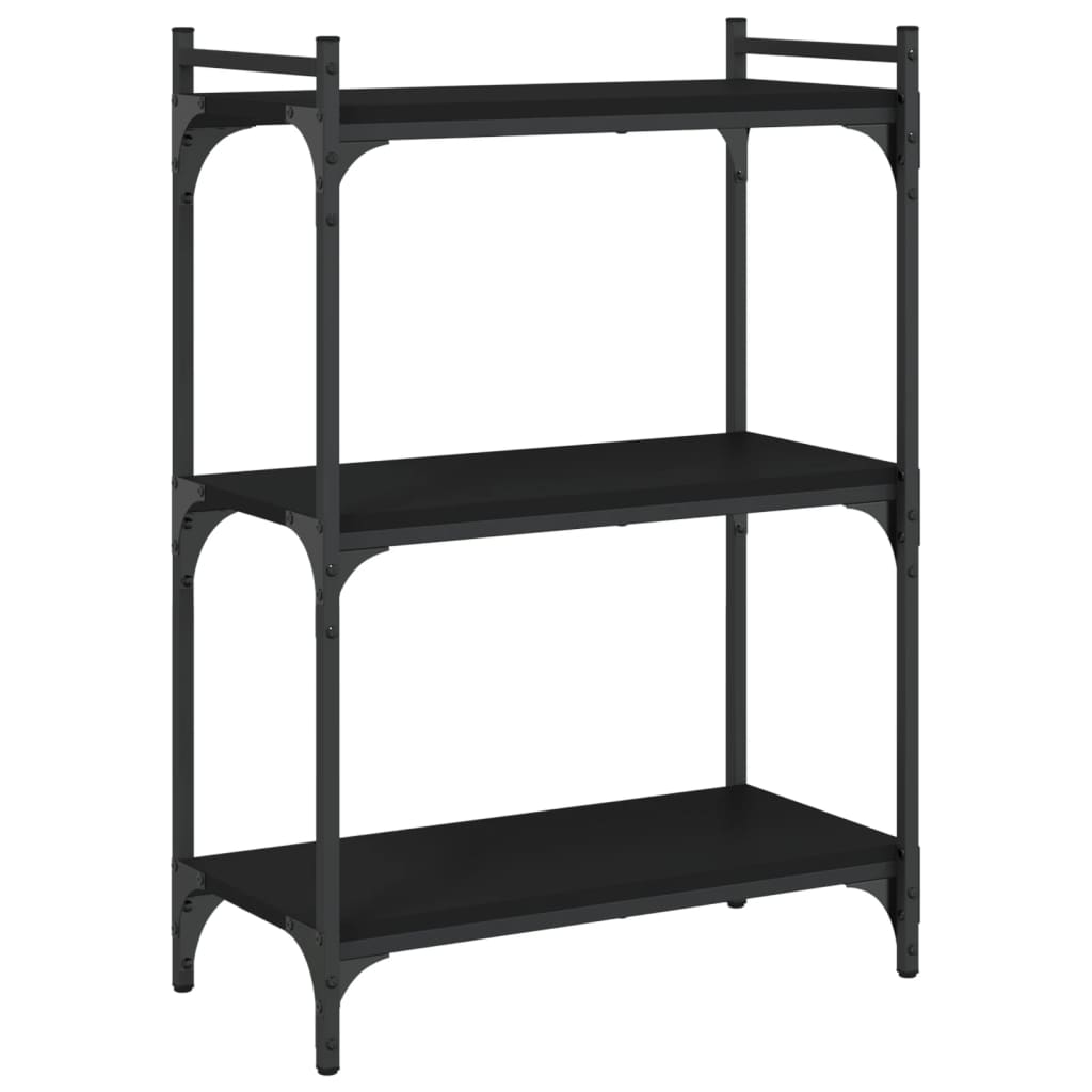 bogreol med 3 hylder 60x30x86 cm konstrueret træ sort