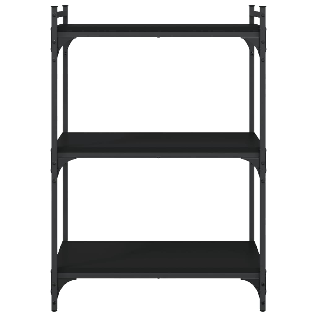 bogreol med 3 hylder 60x30x86 cm konstrueret træ sort