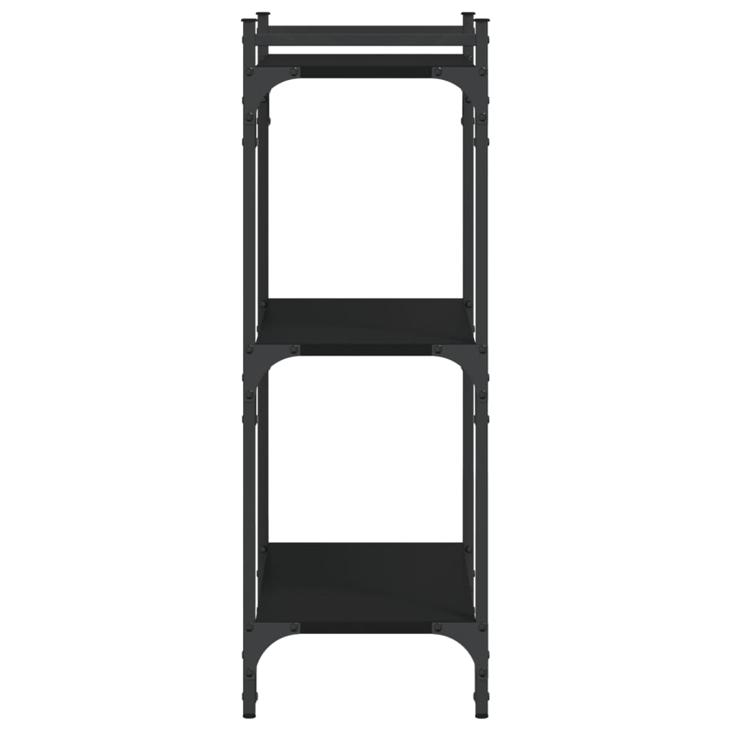 bogreol med 3 hylder 60x30x86 cm konstrueret træ sort