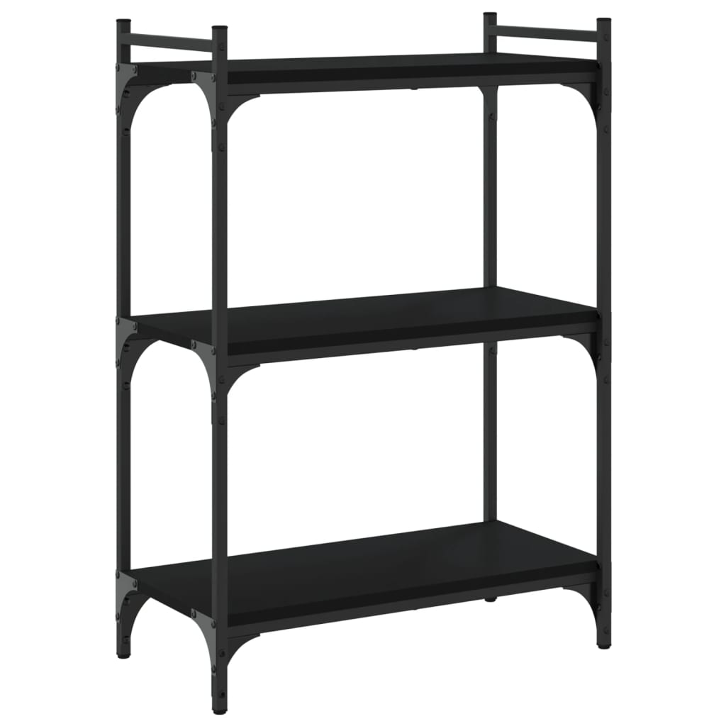 bogreol med 3 hylder 60x30x86 cm konstrueret træ sort