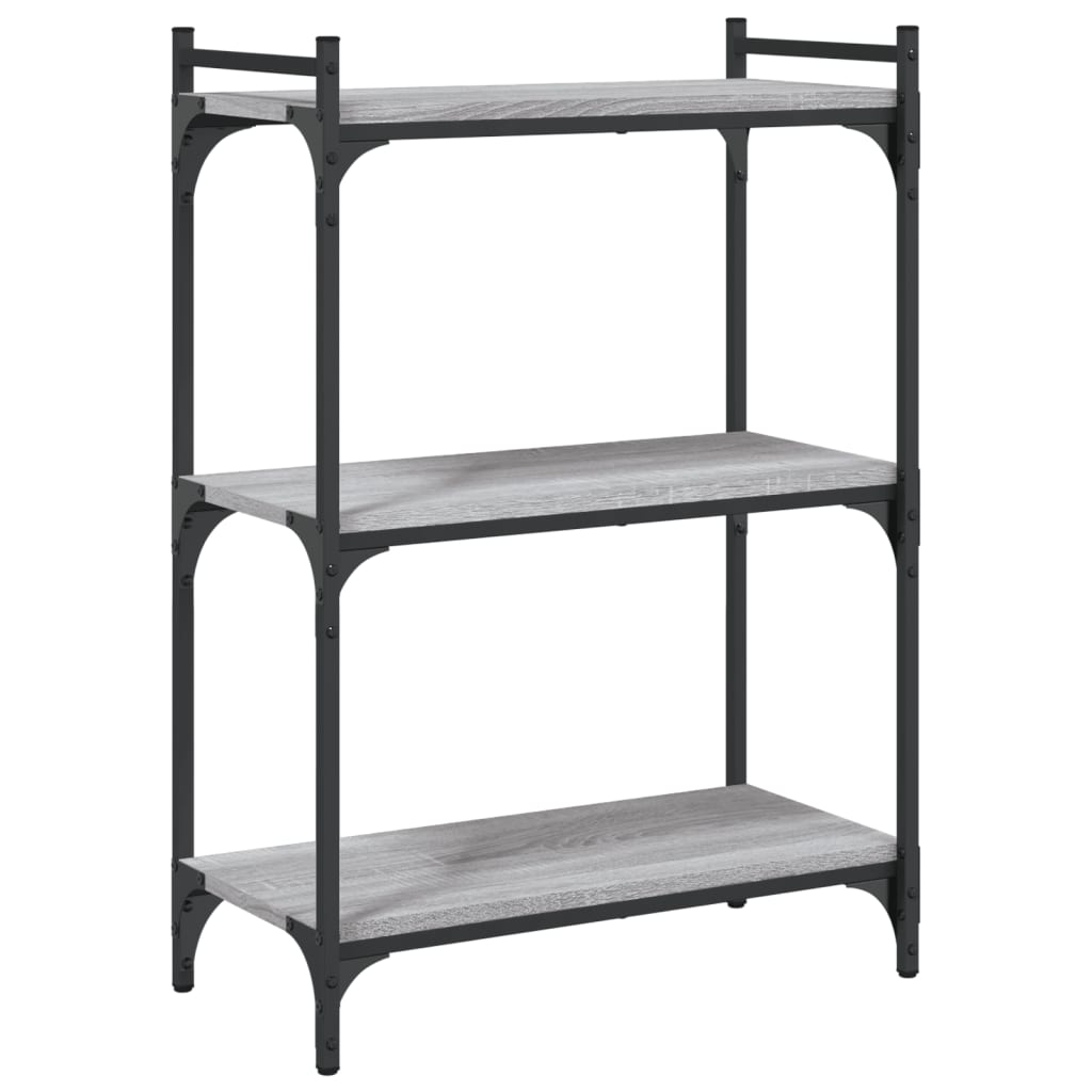 bogreol 60x30x86 cm 3 hylder konstrueret træ grå sonoma-eg
