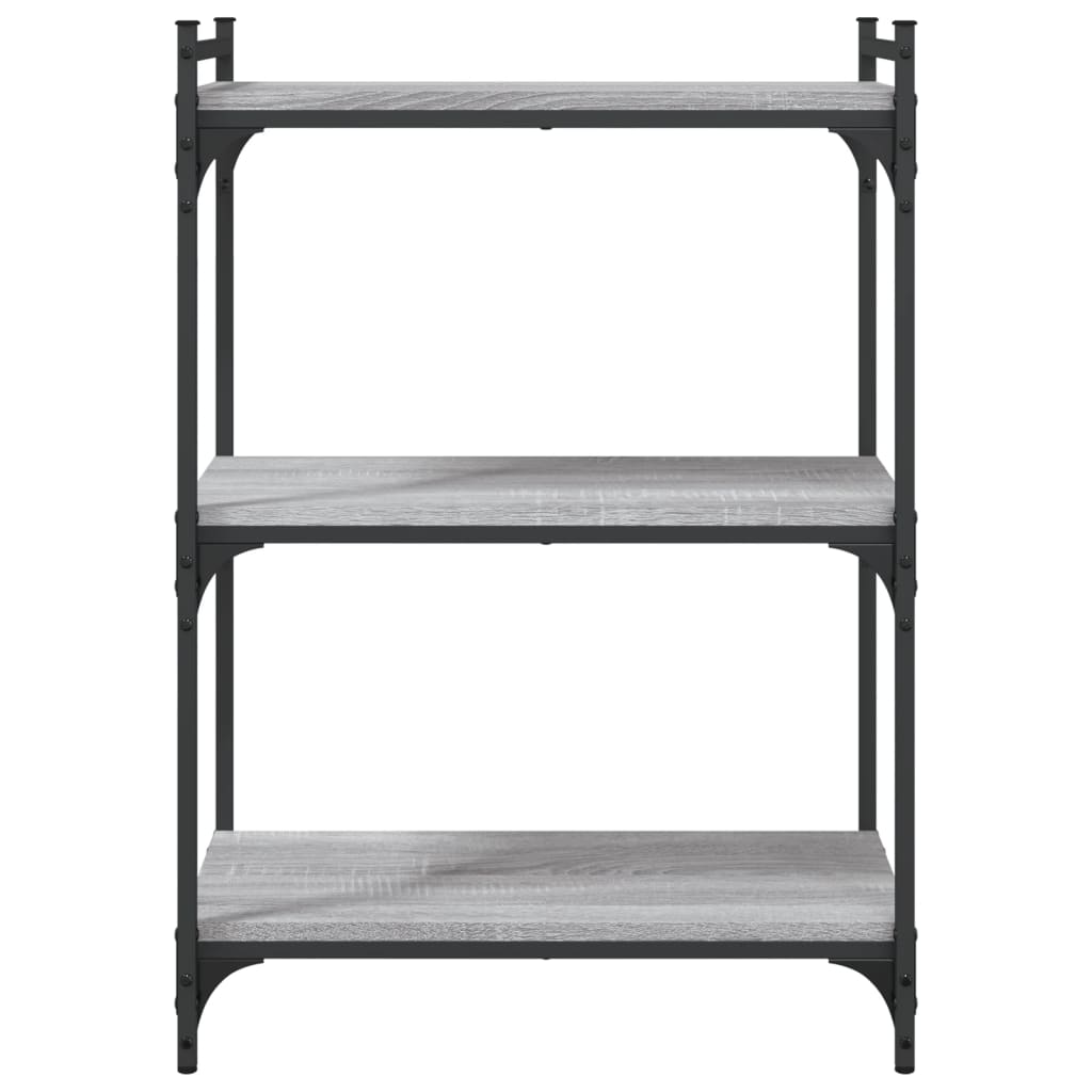 bogreol 60x30x86 cm 3 hylder konstrueret træ grå sonoma-eg