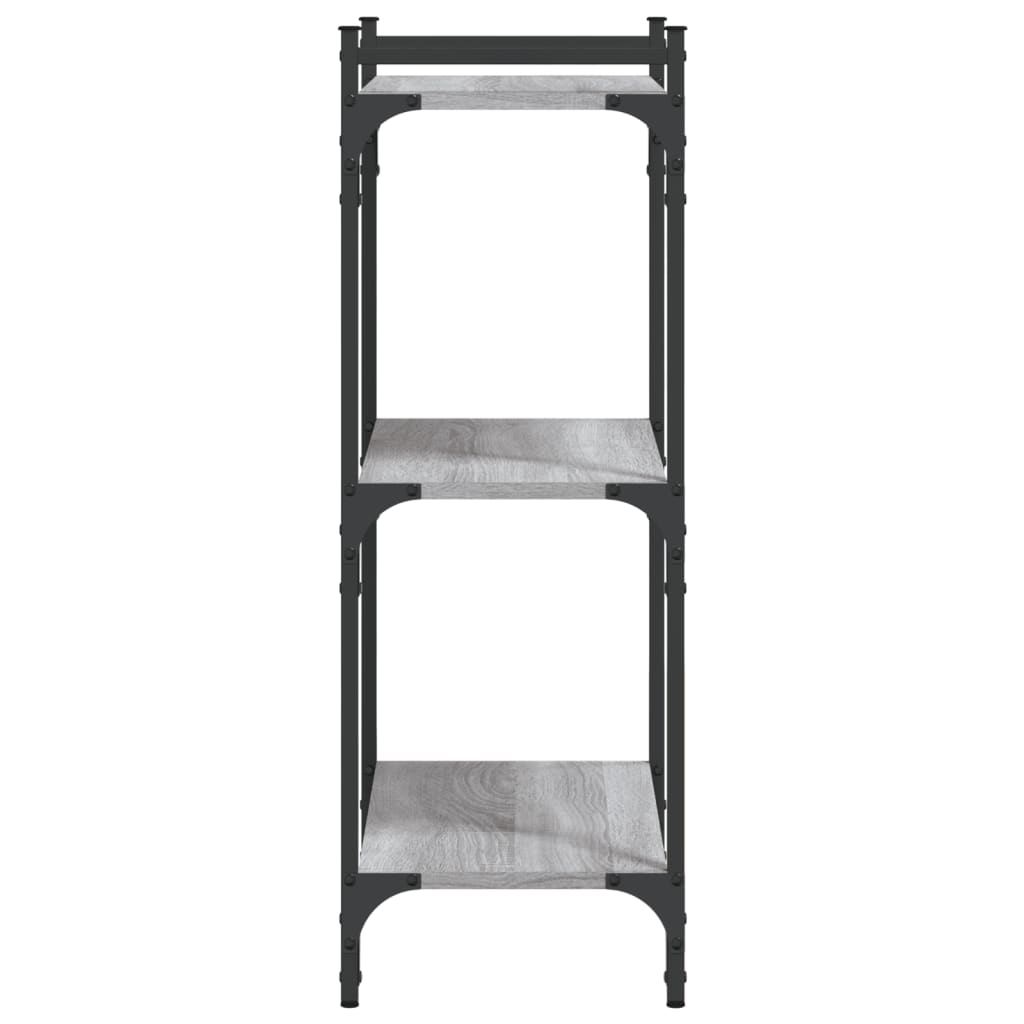 bogreol 60x30x86 cm 3 hylder konstrueret træ grå sonoma-eg