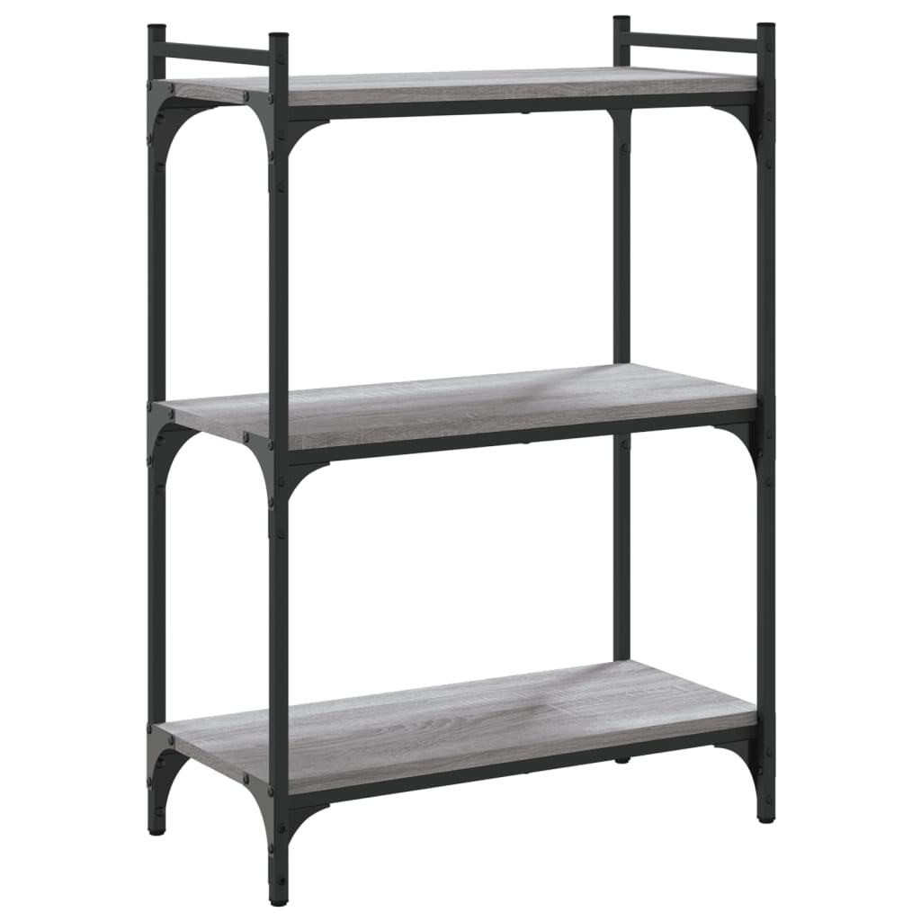 bogreol 60x30x86 cm 3 hylder konstrueret træ grå sonoma-eg