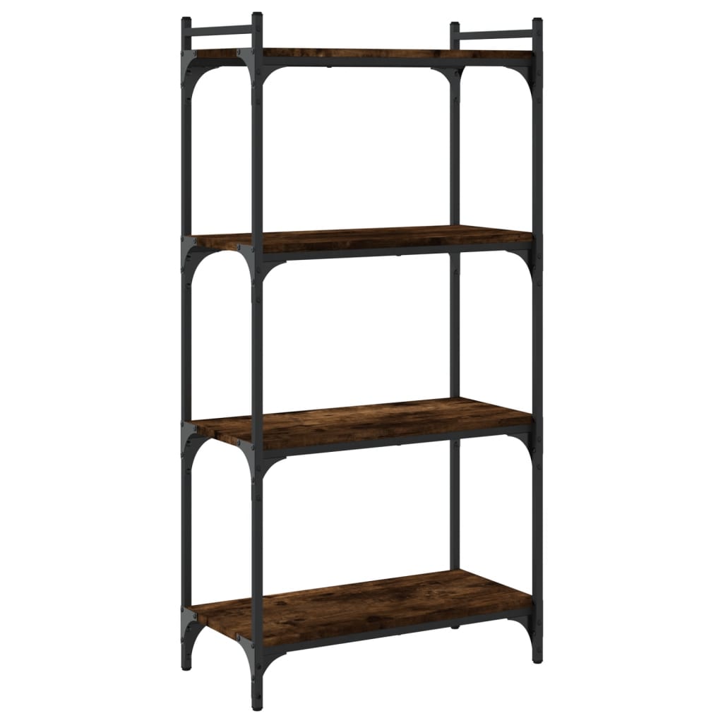bogreol 4 hylder 60x30x120 cm konstrueret træ røget eg
