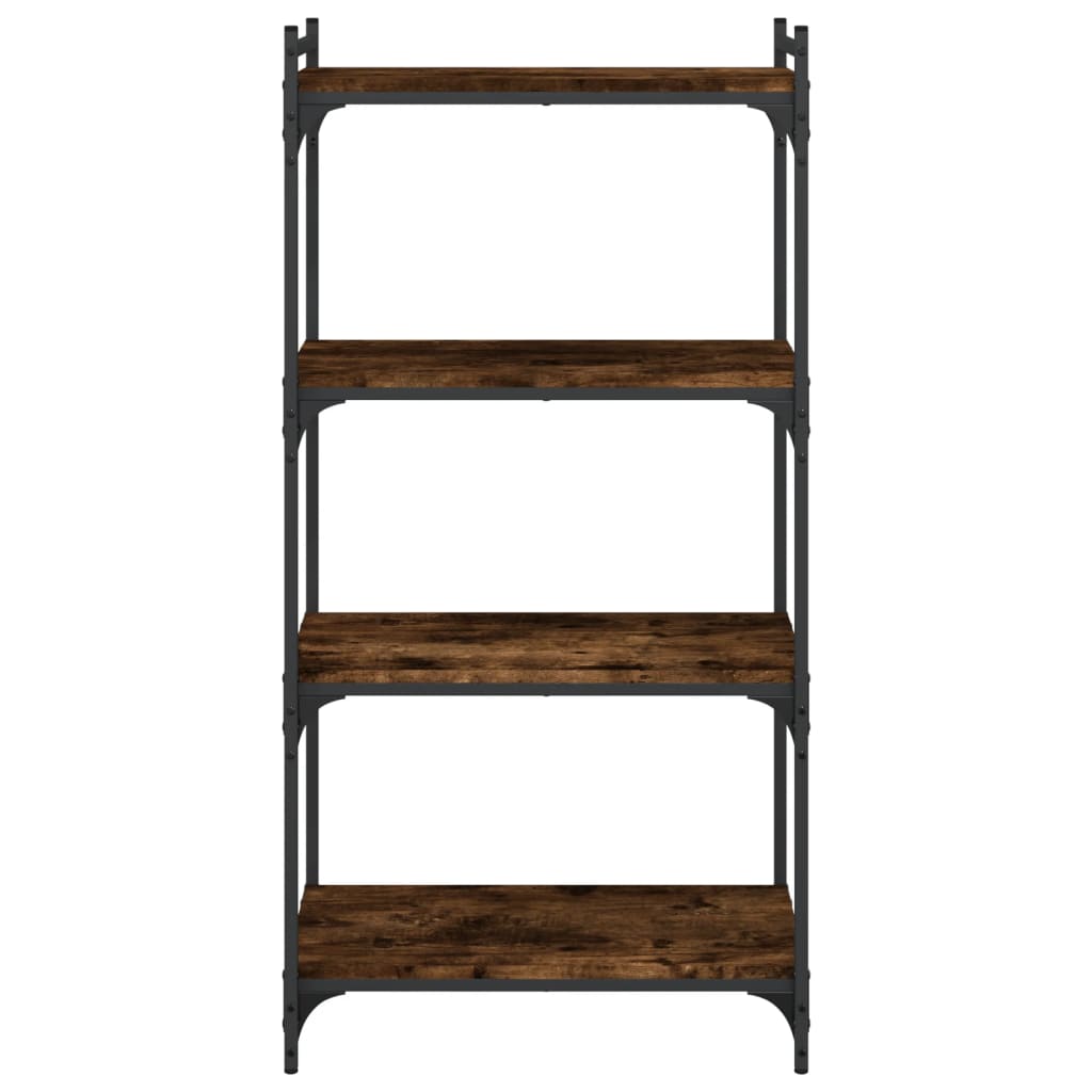 bogreol 4 hylder 60x30x120 cm konstrueret træ røget eg