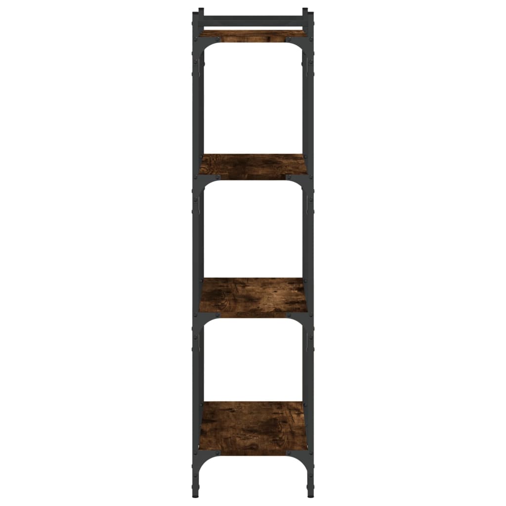 bogreol 4 hylder 60x30x120 cm konstrueret træ røget eg