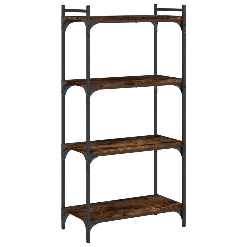 bogreol 4 hylder 60x30x120 cm konstrueret træ røget eg