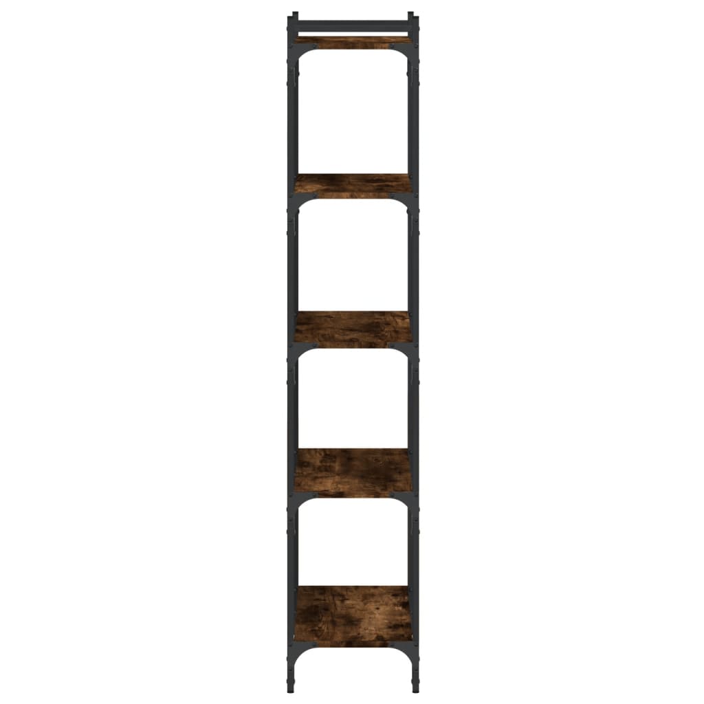 bogreol 5 hylder 60x30x154 cm konstrueret træ røget eg
