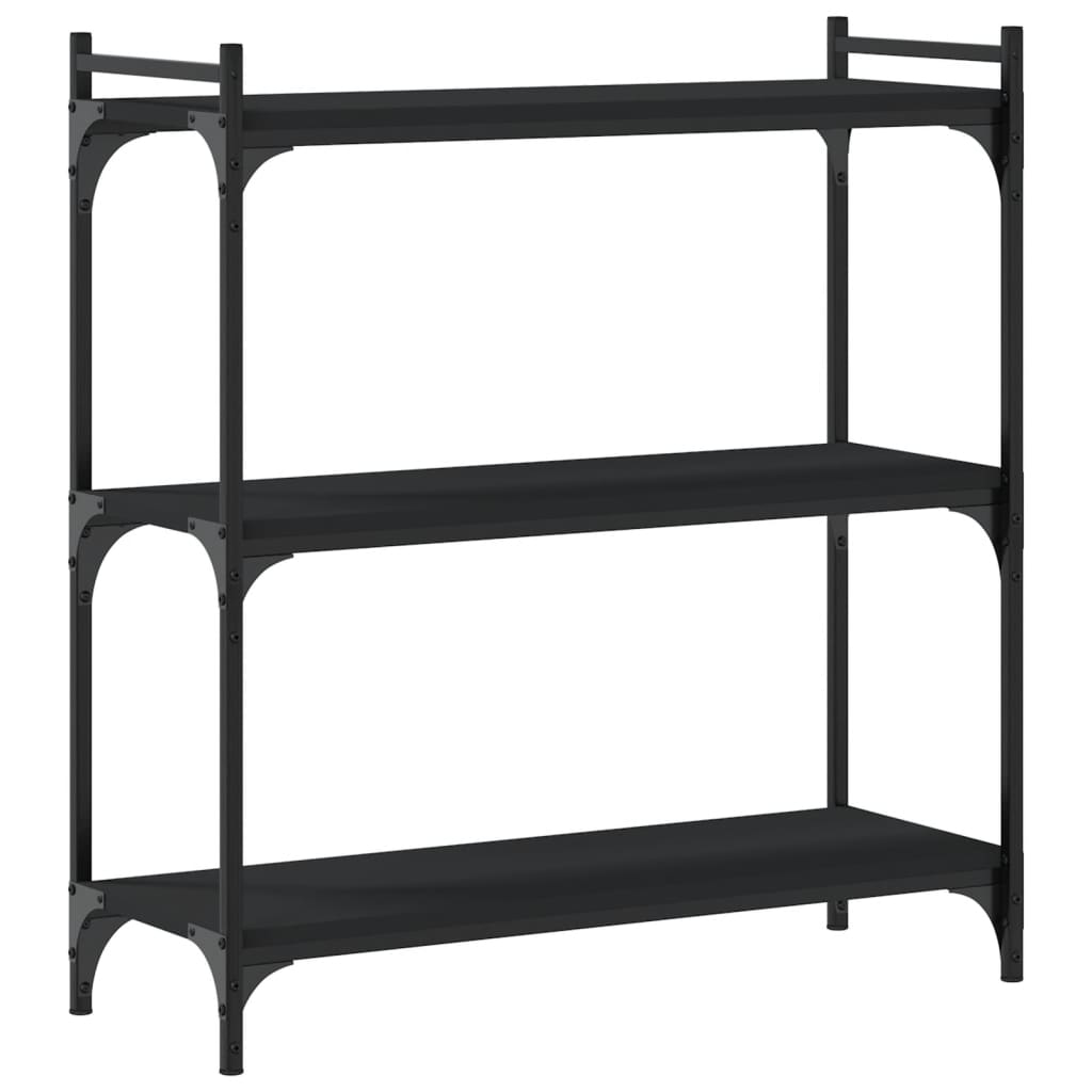bogreol med 3 hylder 80x30x86 cm konstrueret træ sort