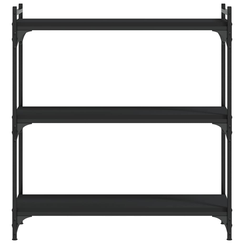 bogreol med 3 hylder 80x30x86 cm konstrueret træ sort