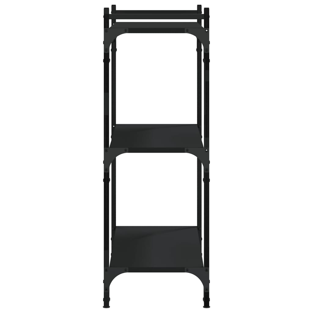 bogreol med 3 hylder 80x30x86 cm konstrueret træ sort