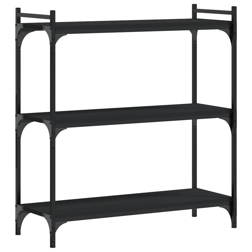 bogreol med 3 hylder 80x30x86 cm konstrueret træ sort